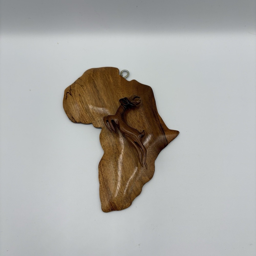 Vintage Hand Carved Wooden Springbok On‎ Africa 3D Genuine Stinkwood